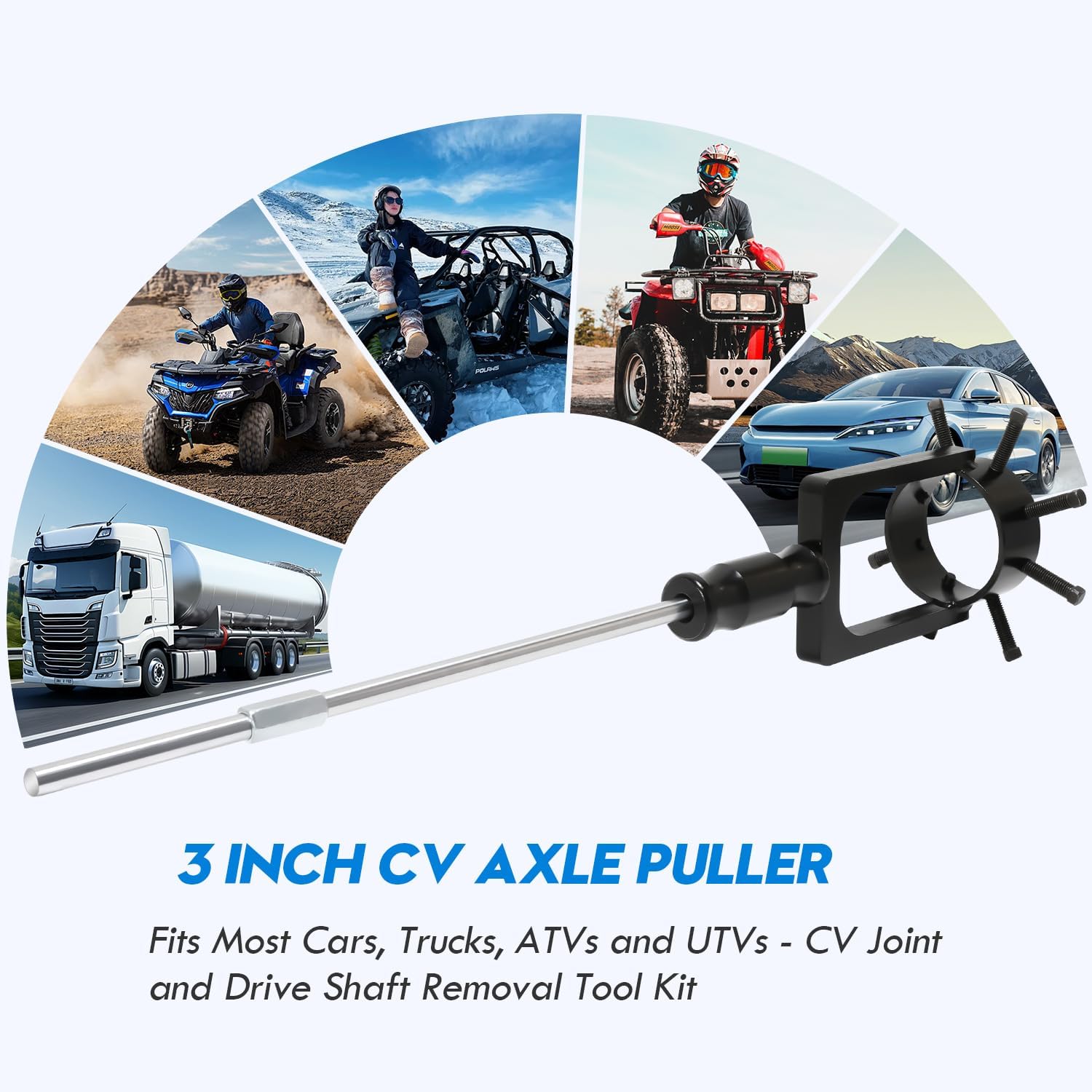 3 inch CV Axle Shaft Puller Tool Kit ，UTV/ATV CV Axle Removal Tool，Heavy Duty Axle Puller with Slide Hammer for Cars, Trucks, ATV & UTV - CV Joint & Driveshaft Removal Tool Set