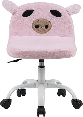 LEEJAY Silla de escritorio mullida para niñas adolescentes  Silla de computadora de niña elegante con base de metal blanco  Silla ergonómica