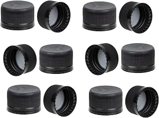 12PK Black Tamper EVIDENT Screw CAPS 28/400 Plastic TE Screw Top Caps for PET Bottles Flasks Boston Round and Wine Bottles to fit Most 28mm CT (Continuous Thread)