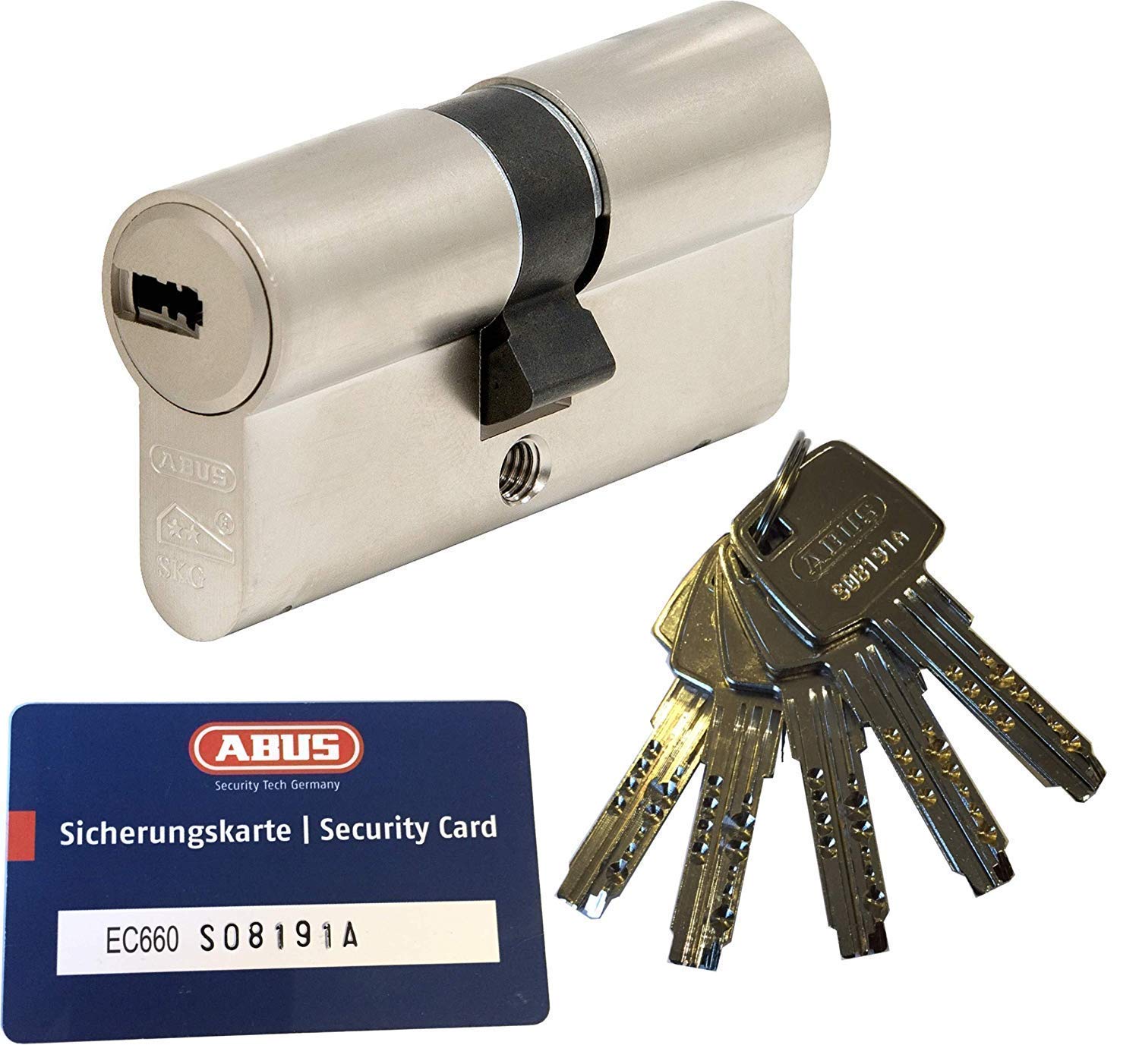 ABUS EC660 Profil-Doppelzylinder Länge (a/b) 30/35mm (c=65mm) mit 5 Schlüssel, mit Sicherungskarte