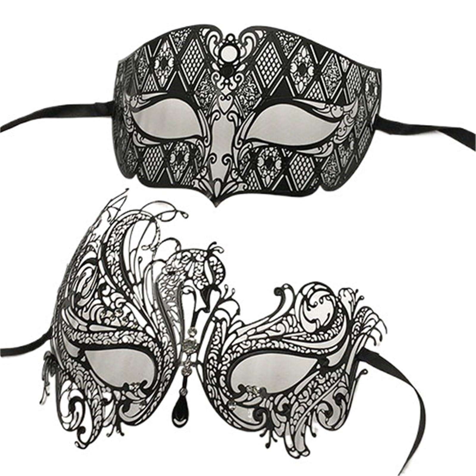 Masque De Mascarade 2 pièces en métal filigrane Couple masque de fête vénitien bal mariage mascarade Costume Masker ensemble