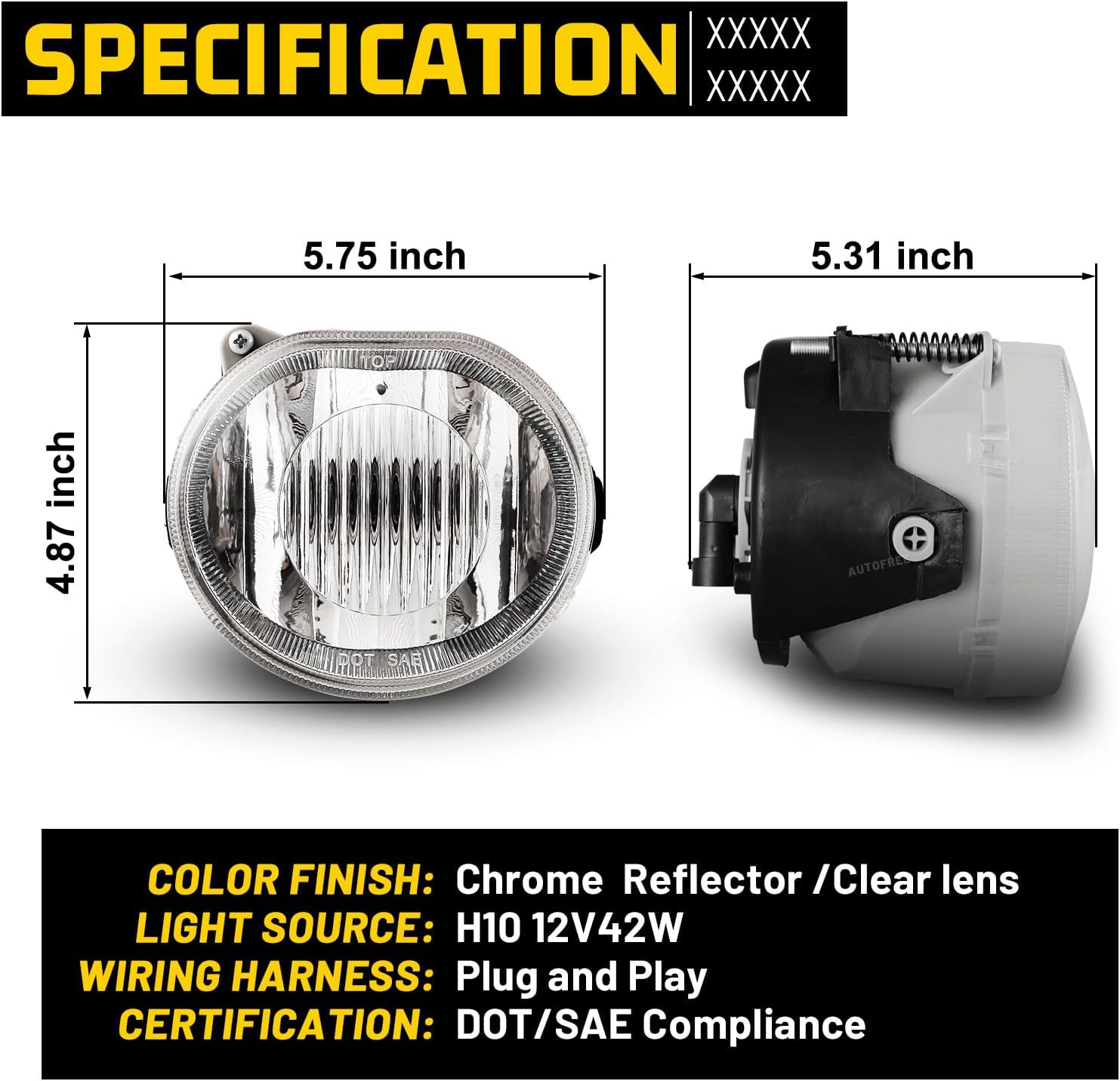 Fog Lights for Jeep Liberty 2002 2003 2004 with Bulbs H10 12V 42W OE Fog Lamps Assembly- 1 Pair (Clear Lens)