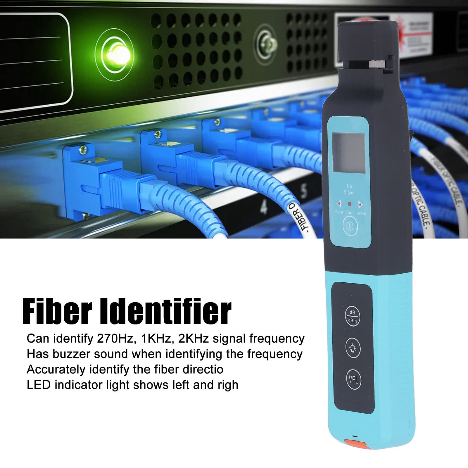 Identificador de Fibra óptica en Vivo Universal, Probador de Fibra óptica Portátil Compatible con Puente de Fibra de 2 Mm, 3 Mm, 900 Nm, 250 Nm, con Dirección de Visualización de Luz LED, Indicador de