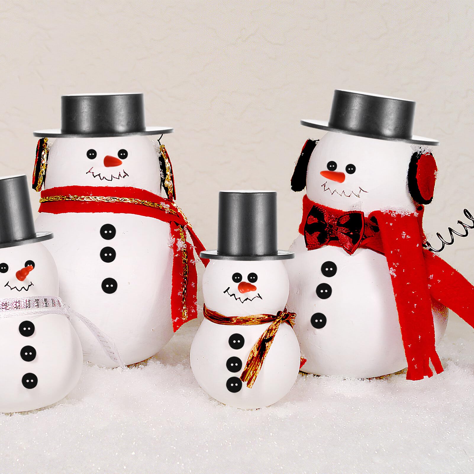 FOMIYES 320pcs Christmas DIY Snowman Kit Snowman Nose Buttons Mini Black Top Hats for Snowman Doll Crafts Making - Image 2