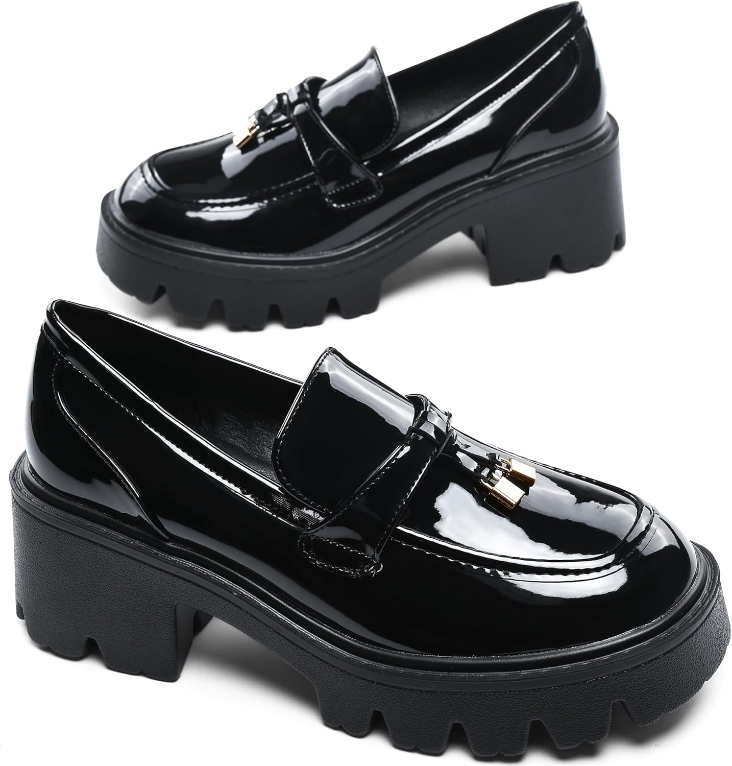 SHOOVA Platform Loafers for Women, Comfortable Slip-On Chunky Shoes for Casual, Work Office, Daily Wear - Image 3