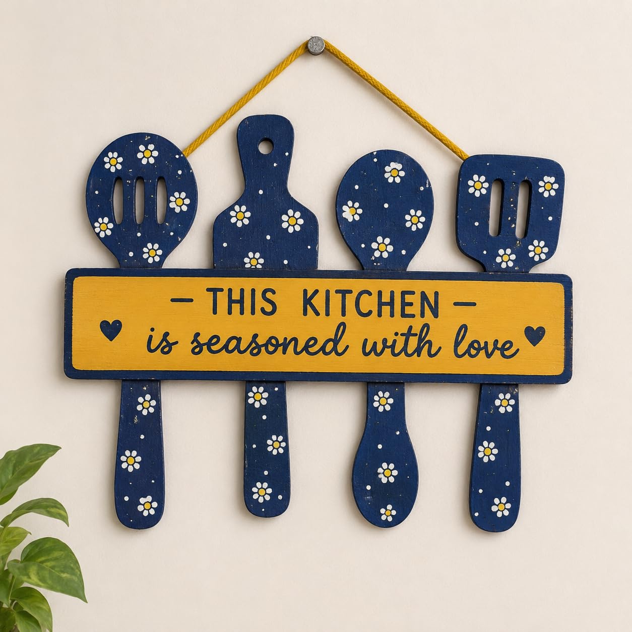 GLADTOGIFT Kitchen Wall Hanging Decor, MDF, Spoon, Spatula and Cooking Tools Design, Quote Sign for Dining Area and Cafe, 7 Inch-image-4
