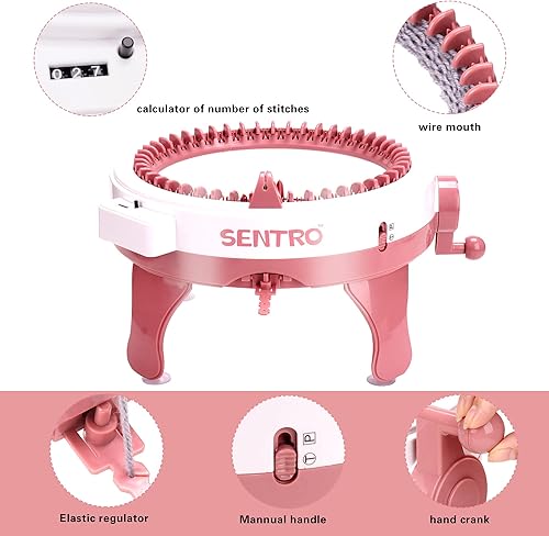 Miniatura 6 de Máquina de tejer, máquina de tejer 48 agujas con contador de filas para adultosniños, máquina de tejer circular inteligente de telar, kit de máquina