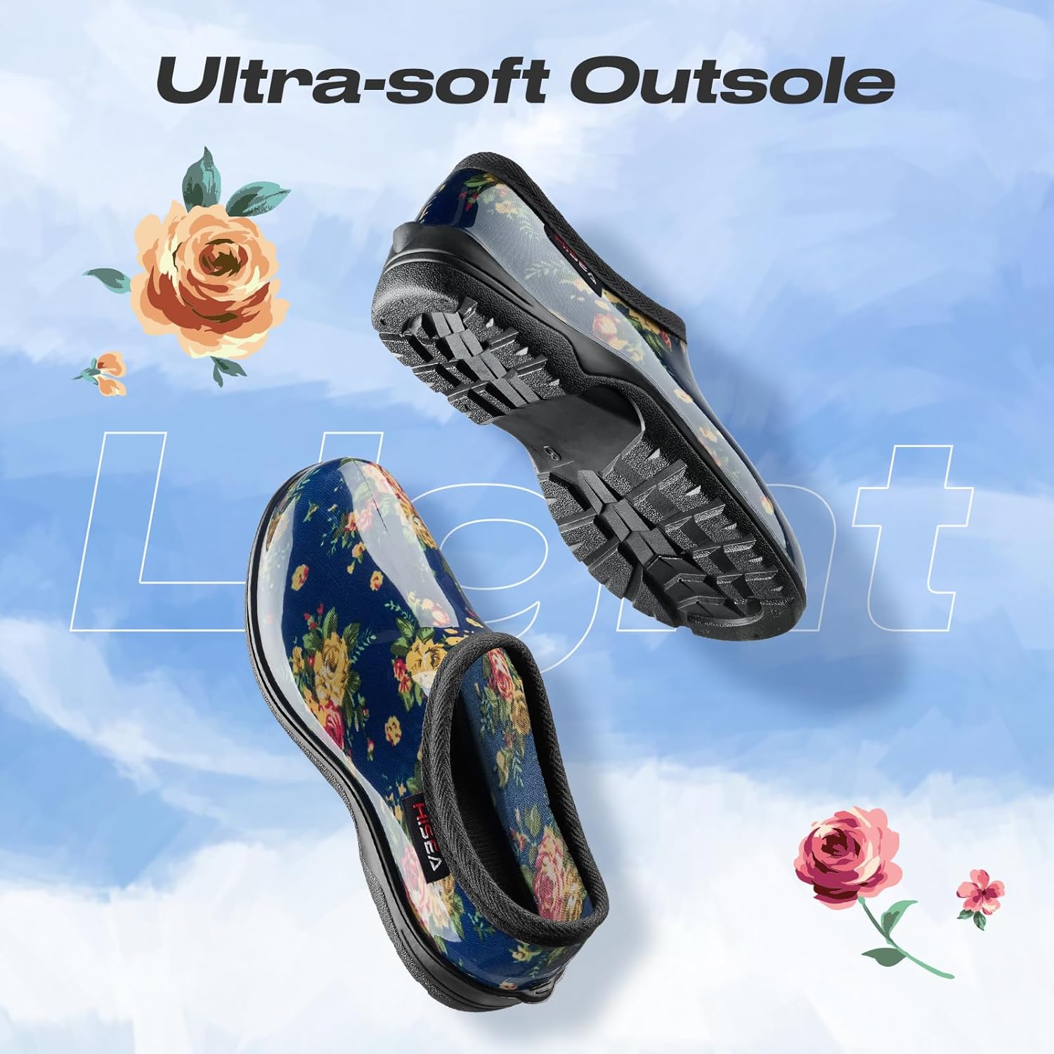 HISEA Waterproof Garden Shoe for Women Outdoor Slip-On Rain Boots Rubber... - Picture 28 of 55