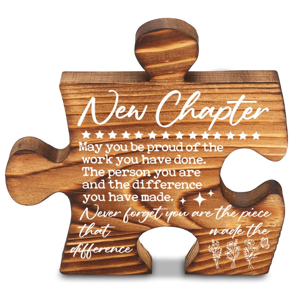 New Chapter Inspirational Desk Sign Gift, Graduation New Job Farewell Gift for Coworker Friend, Motivational Wooden Plaque Office Decor Life Change Encouragemen
