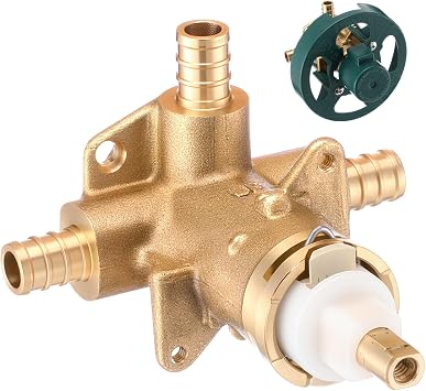 Rossesay FP62325PF Rough In Brass Compatible with Posi-Temp Pressure Balancing Tube Cycling Shower Valve with Stops, 1/2-Inch IPS Connections, Lead-Free, 1222 Faucet Cartridge