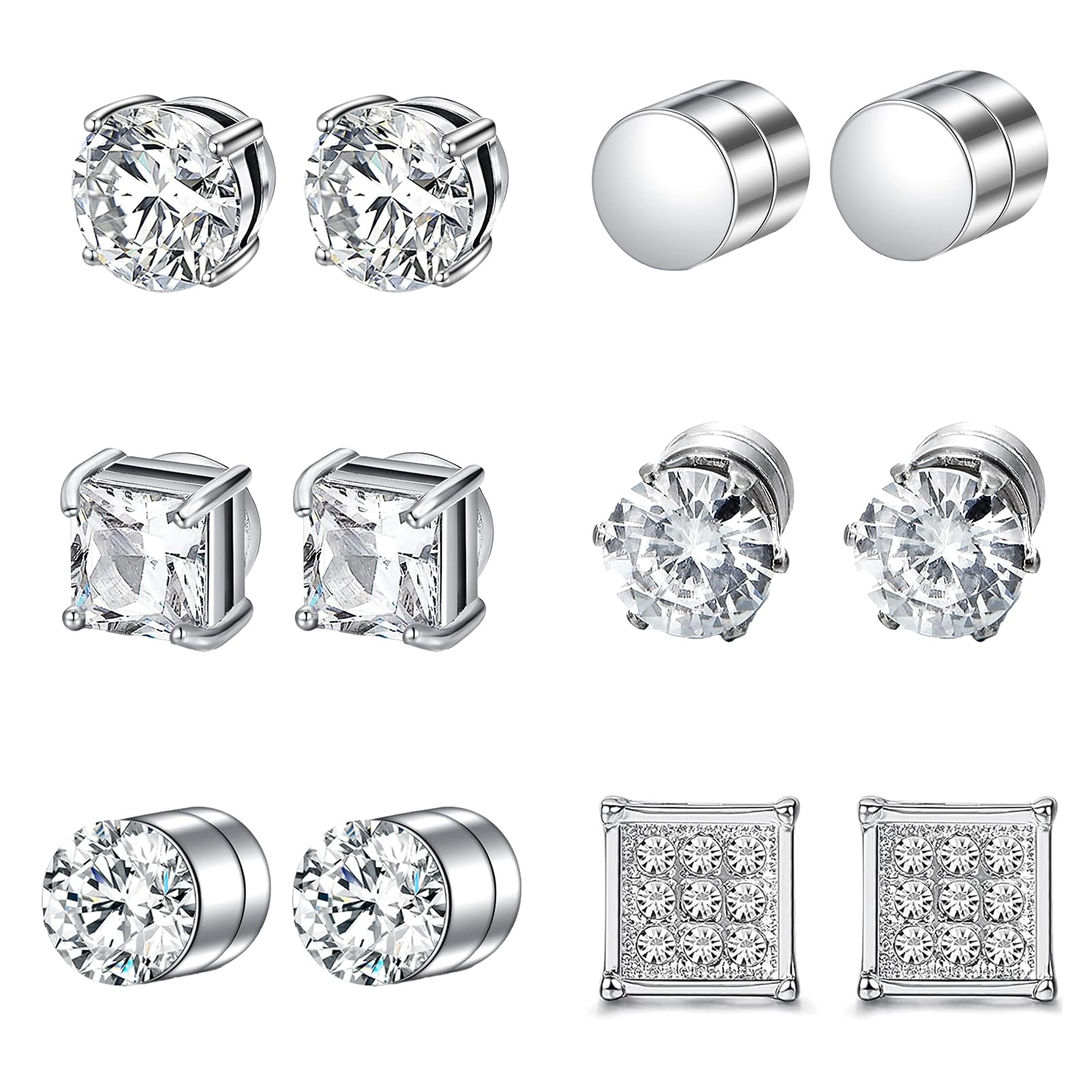 Eniyou 6 Pares Pendientes Iman Hombre Pendientes Hombre Iman Pendientes De Iman Hombre Pendientes Iman NiñO Pendientes De Iman Acero inoxidable Pendientes Iman,6mm