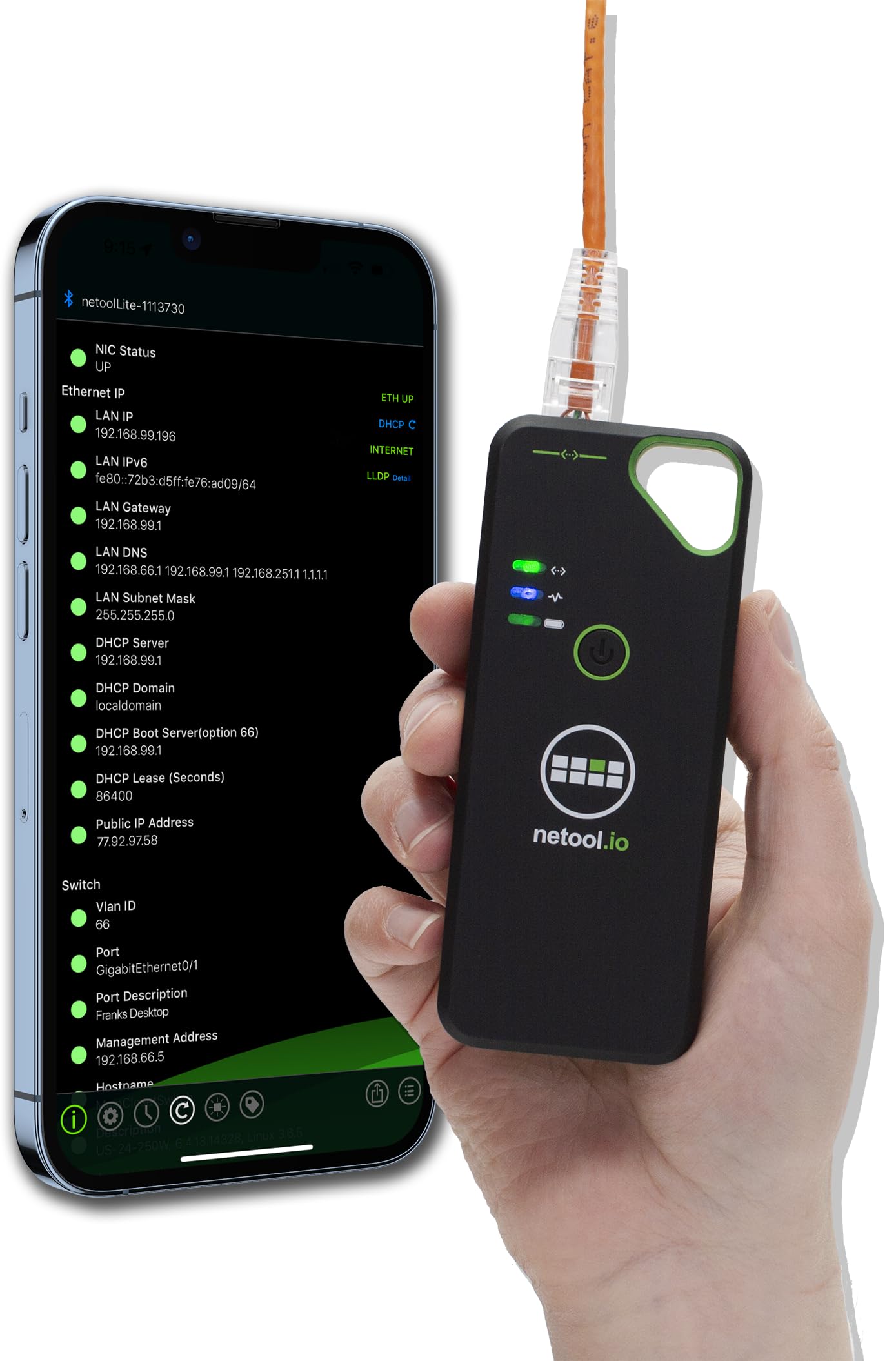 NetPeppers Netzwerkverkabelung-Tester netool.io Lite Smarter Netzwerktester - * Auftragsbezogen - nicht Stornierbar * - Erhalten Sie alle wichtigen Tools f?r die Analyse und die Fehlersuche im Netzwe