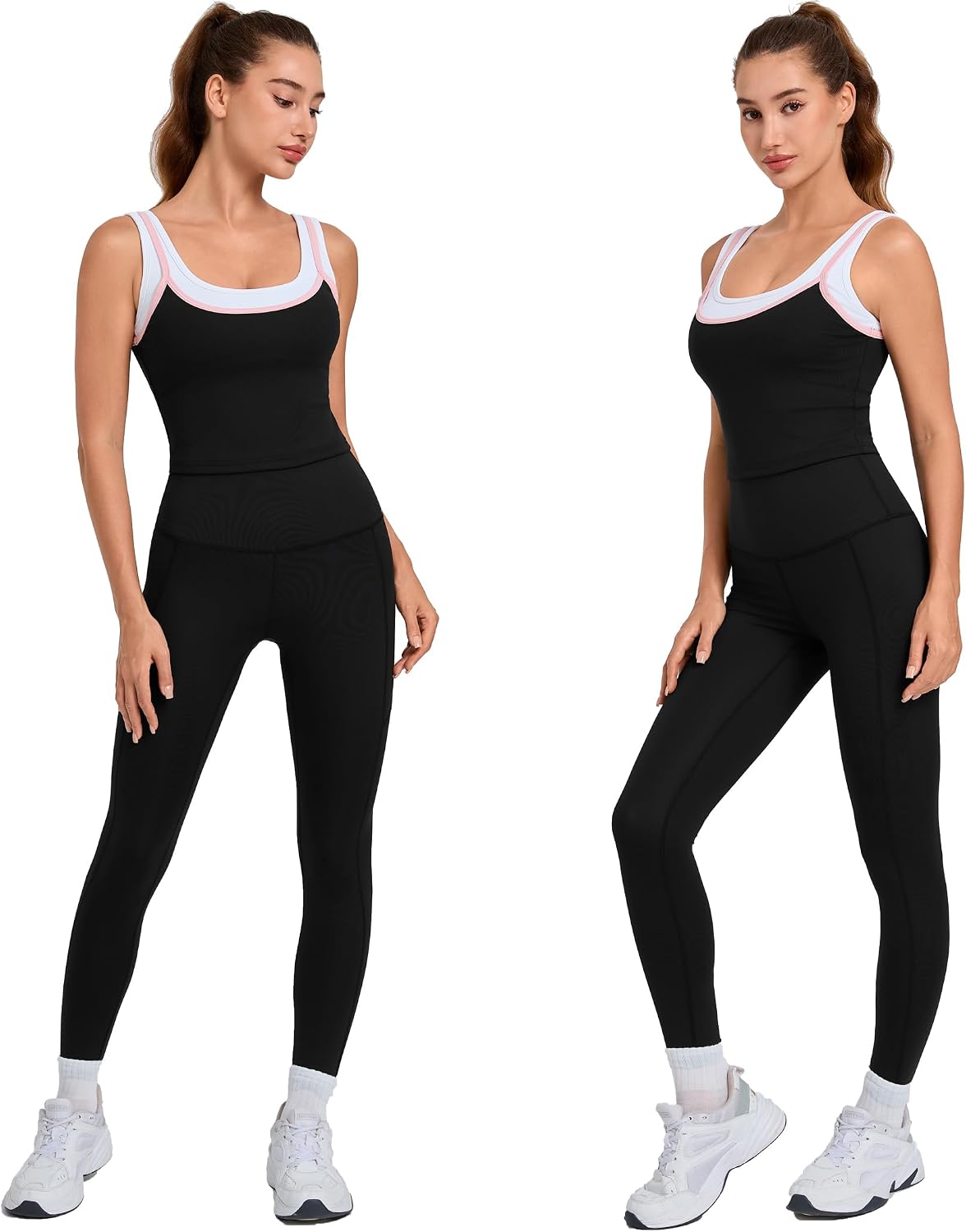 Women's Workout Tank Top Built-in Bra Removable Pads Crop Top