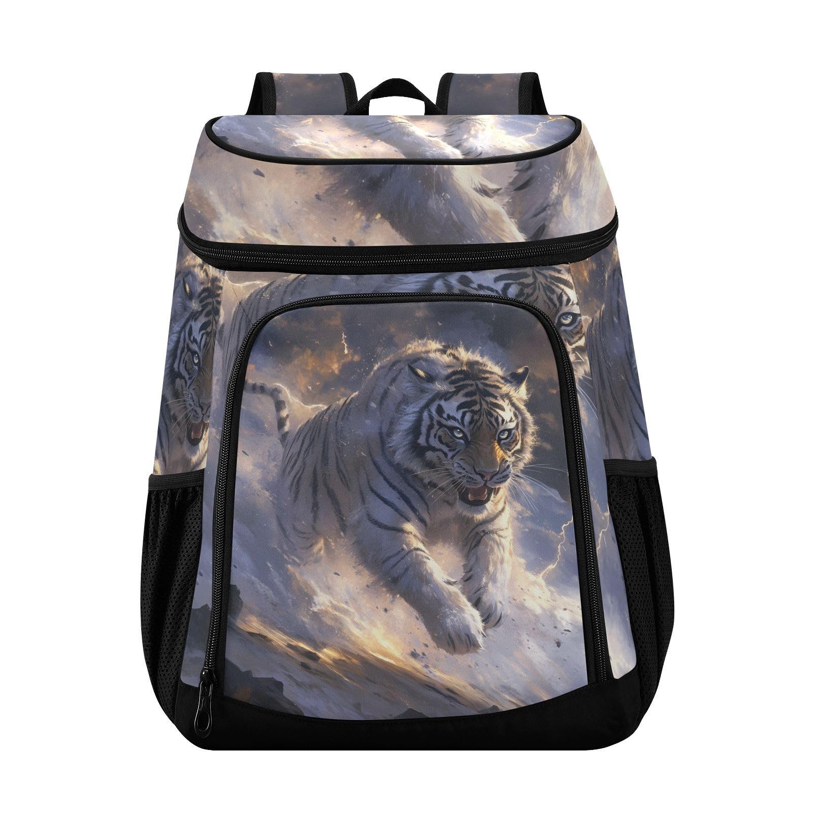 Tiger Lightning Galaxy Cooler Backpack Cooler Insulated Leak Proof Lunch Backpack 36 Cans Waterproof Soft for Men Women Picnic Hiking Camping Beach