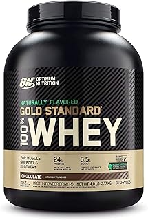 ON Gold Standard 100% Whey Protein Powder, Naturally Flavoured / 24 Grams of Protein Per Serving / 5.5 Grams of BCAAs Per Serving / 68 Servings Per Container / 5lbs (Chocolate)
