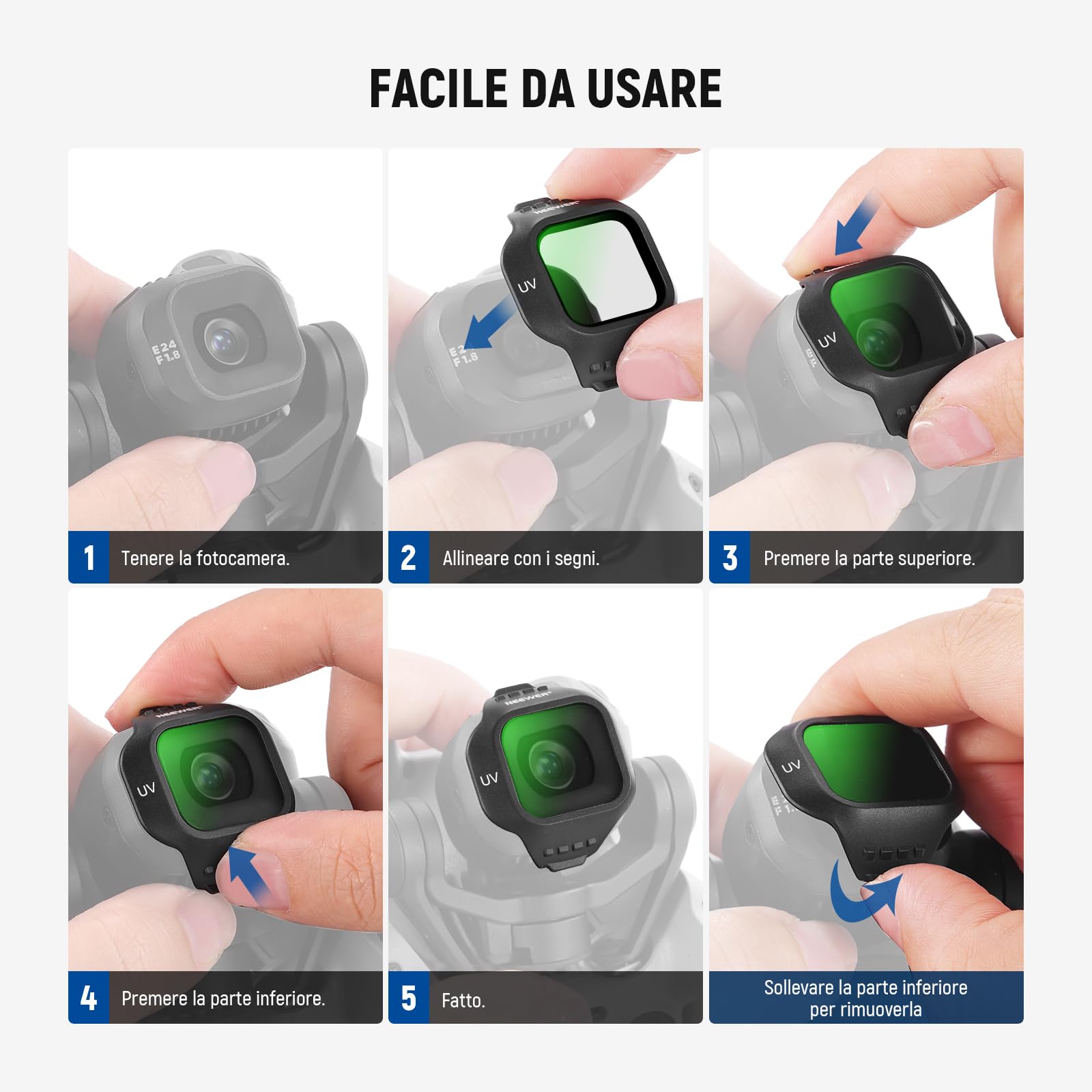 NEEWER Filtro UV Compatibile con DJI Mini 5 Pro Drone, Filtro Protettivo a Scatto per Obiettivo della Fotocamera in Vetro Ottico Multistrato, Accessori per Fotografia Videografia Aerea