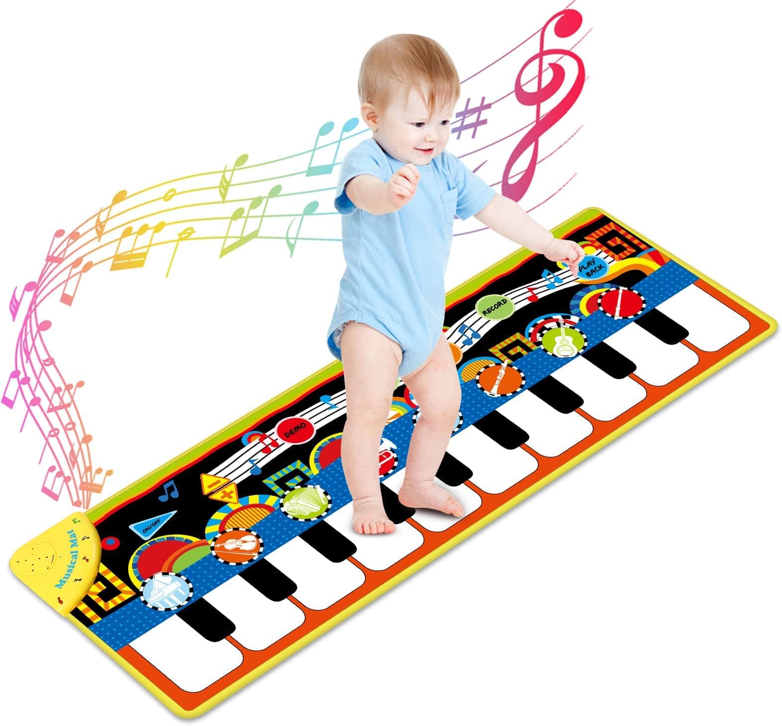 Cyiecw Piano Mat, Toddler Toys Musical Mat with 25 Music Sounds Floor Piano Keyboard Mat Carpet Touch Playmat Educational Toys for Baby Kids Boys Girls 1 2 3+ Year Old