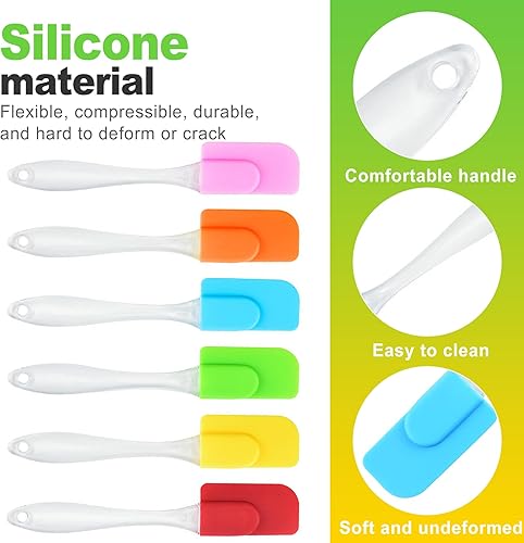 Miniatura 3 de Juego de 6 espátulas de silicona, resistentes al calor, antiadherentes, espátulas pequeñas para hornear, cocinar, mezclar, freír y usar en la