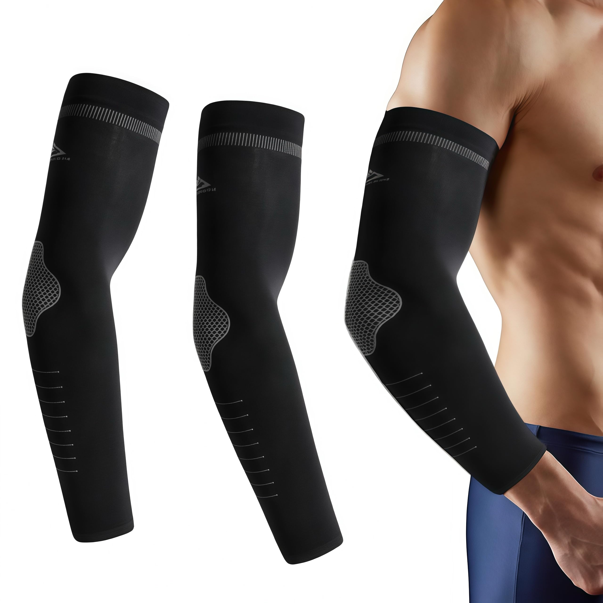 1 pares de brazos de compresión mangas de protección solar para hombre y mujer protección UV protección contra los brazos protección contra el frío UPF 50 calentadores de brazo para golf