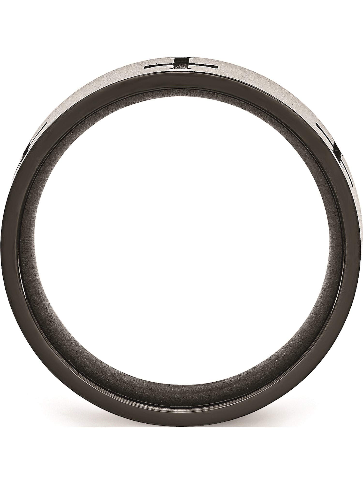 Chisel Stainless Steel 7mm Black IP-Plated Crosses Brushed/Polished Band (Width=7)