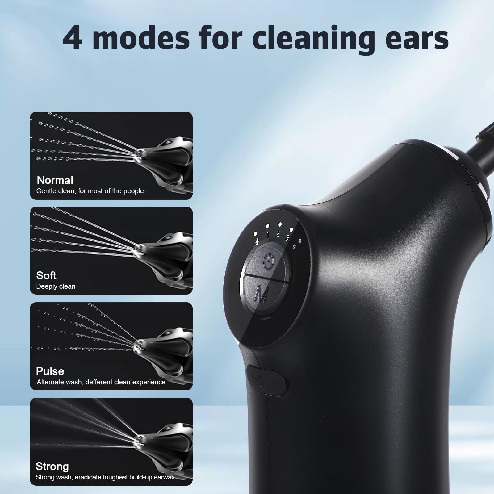 Beaupretty Pulitore Elettrico per Orecchie, Rimozione del Cerume, Capacità 200ml, Batteria 2000mah, Testa Sostituibile, Materiale Abs, Portatile per Uso Quotidiano