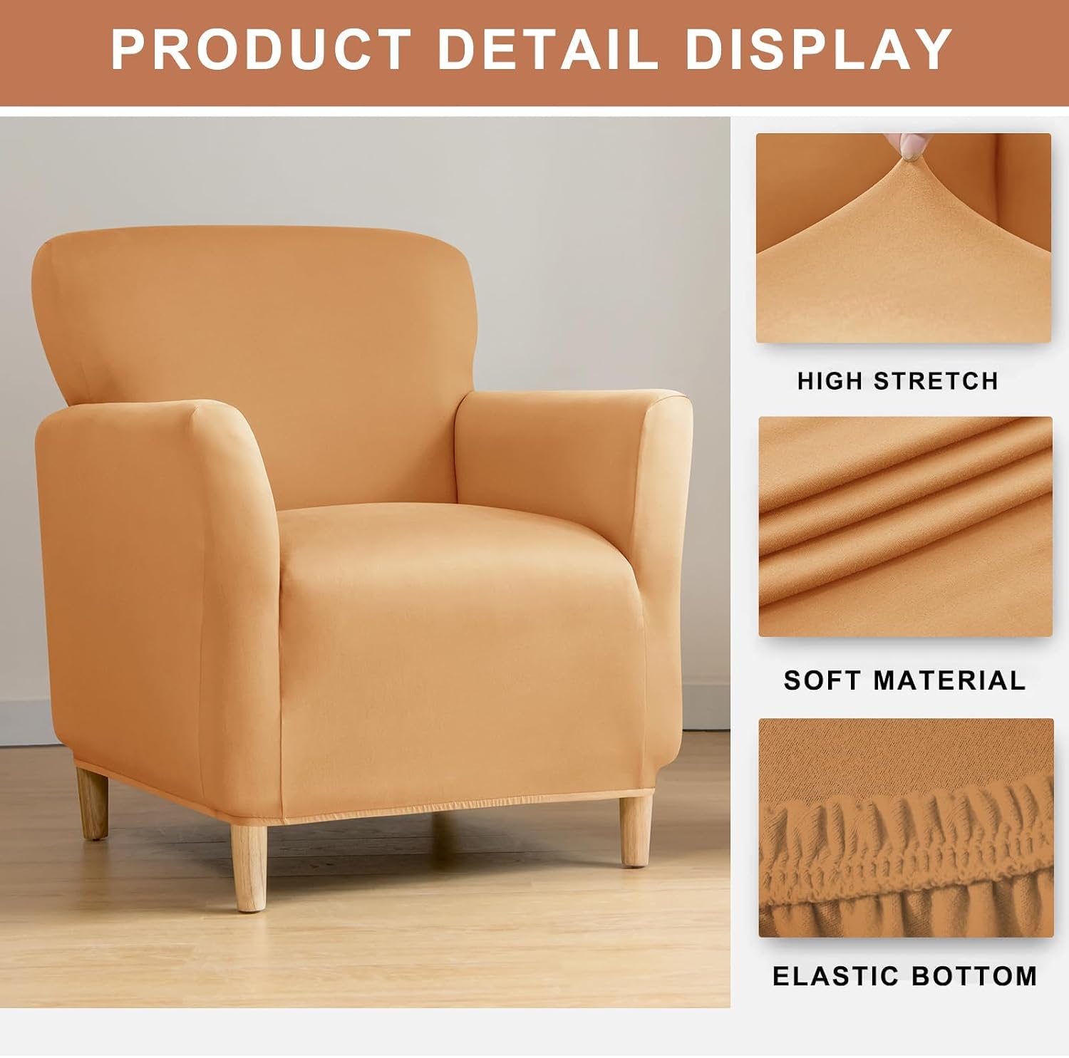 Banquet Armchair Slipcovers Waterproof Chair Covers with Arms Stretch Club Chair Cover Anti-Slip Armchair Sofa Covers Furniture Protector for Living Room for Kids Pets