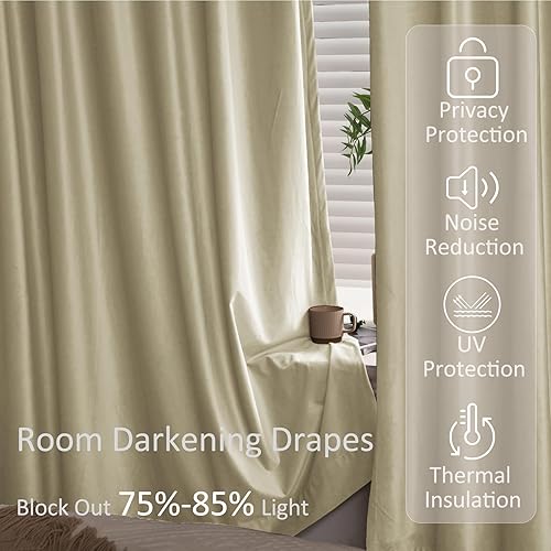 Miniatura 5 de Tofu - Cortinas blancas extra altas para techo alto de 120 a 288 pulgadas de largo, cortinas de terciopelo con ojales antioxidantes, cortinas extra