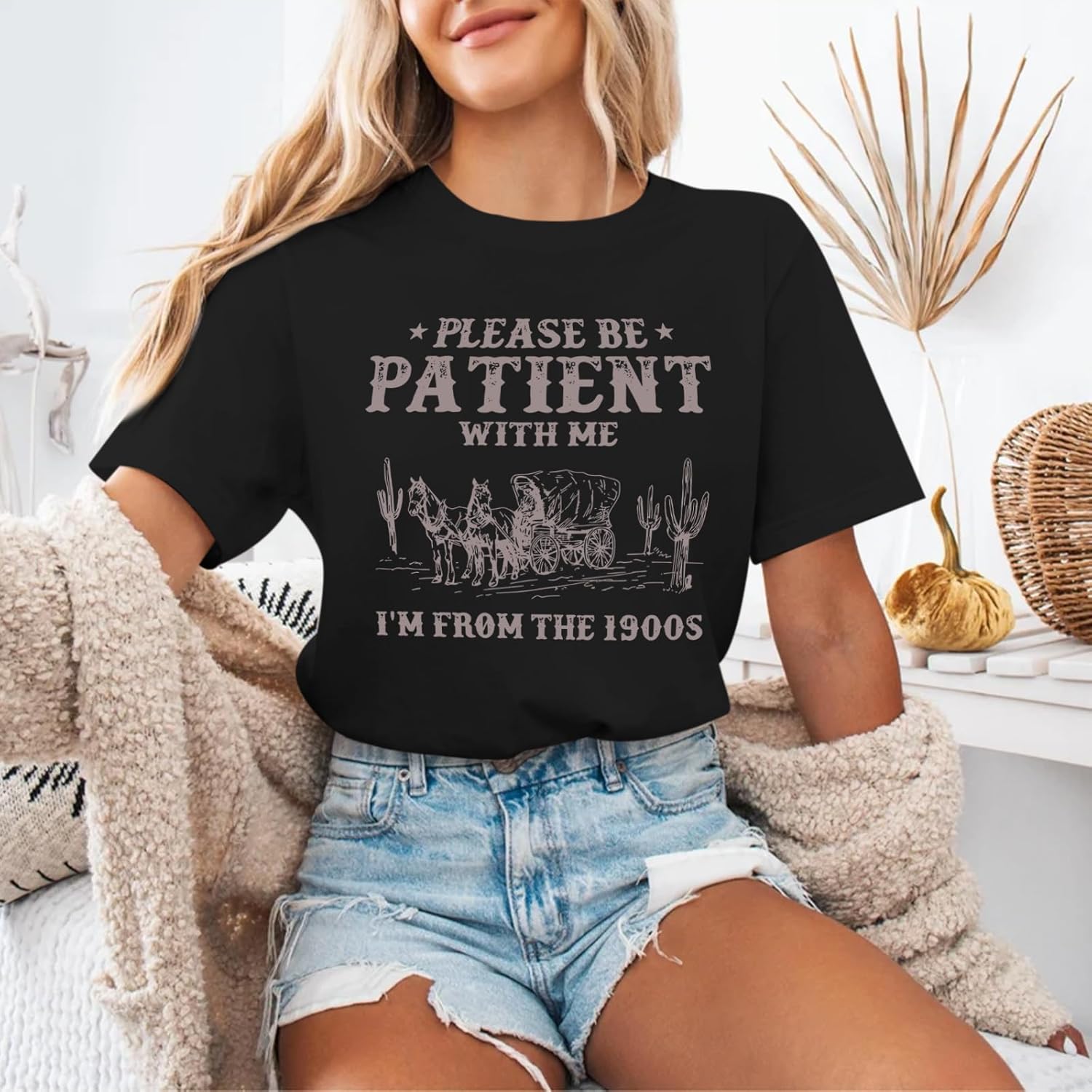 Tuislay Please Be Patient with Me Im from The 1900s Shirt 90s Country Shirts for Women Funny Graphic Tees Vintage Tshirts Top - Image 4