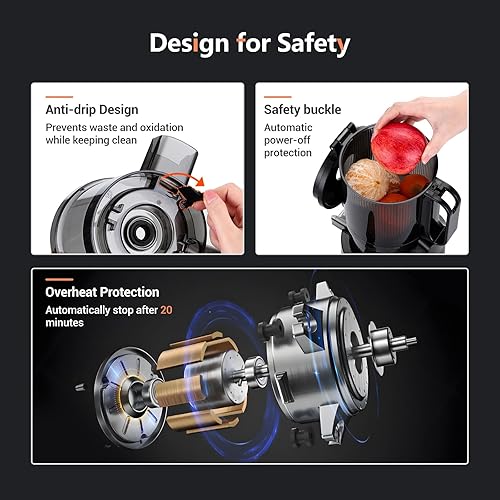 Miniatura 7 de Repaly Exprimidor compacto de masticación lenta, máquinas exprimidoras de hasta 92% de rendimiento de jugo de 3.1 pulgadas de ancho para frutas y
