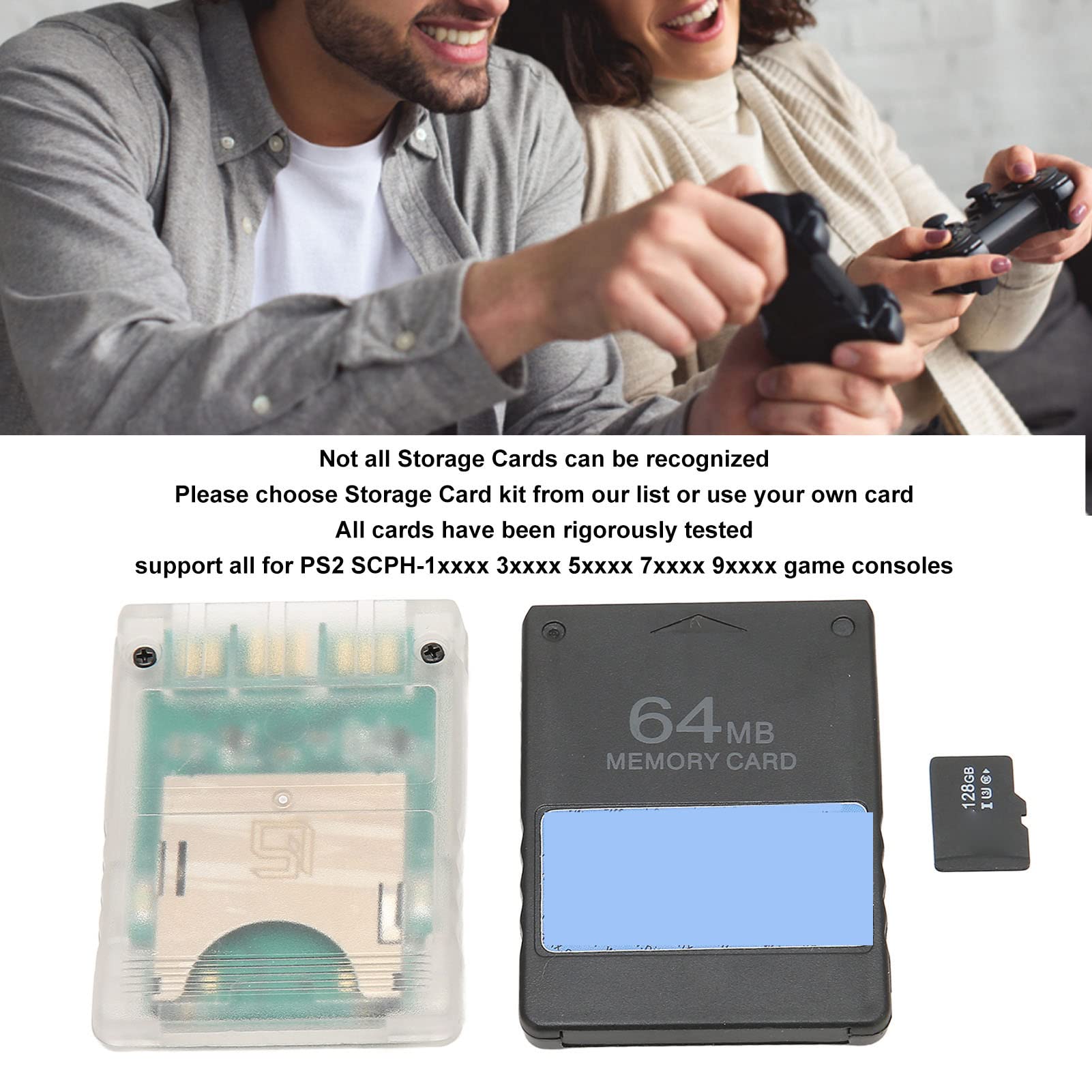 Adaptador de Lector de Tarjetas TF PS2 MX4SIO SIO2SD con Tarjeta TF 128G, Tarjeta de Memoria FMCB Gratis McBoot V1.966 64MB para Playstation2 All Game Console, Plug and Play (Consolas gordas)