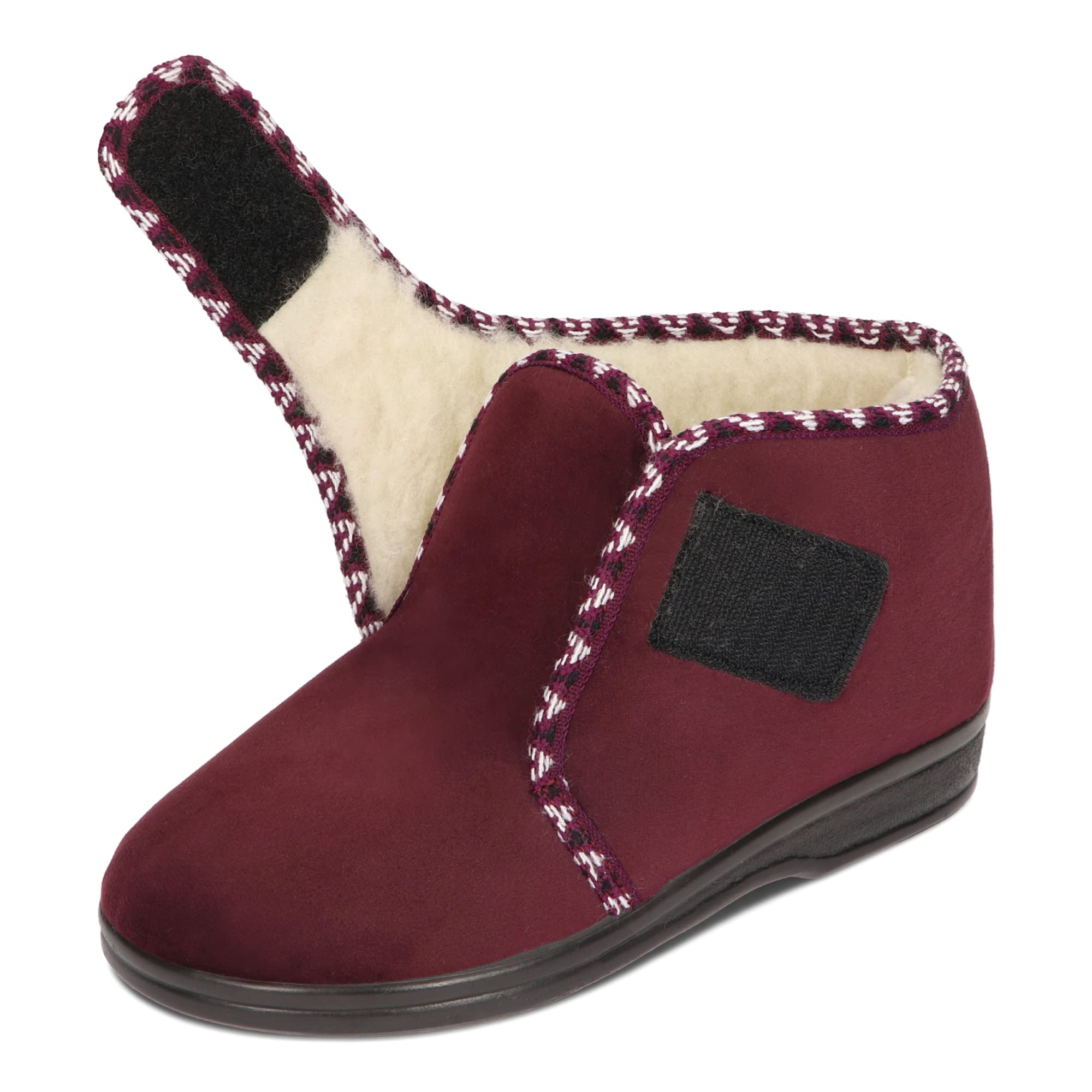 BAWAL Pantofole calde da donna, in velluto, foderate con lana, chiusura in velcro, 36, 37, 38, 39, 40, 41 EU