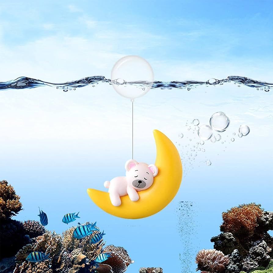 Amazon.co.jp: アクアリウム 水槽 オブジェ 月と熊/ウサギ 装飾