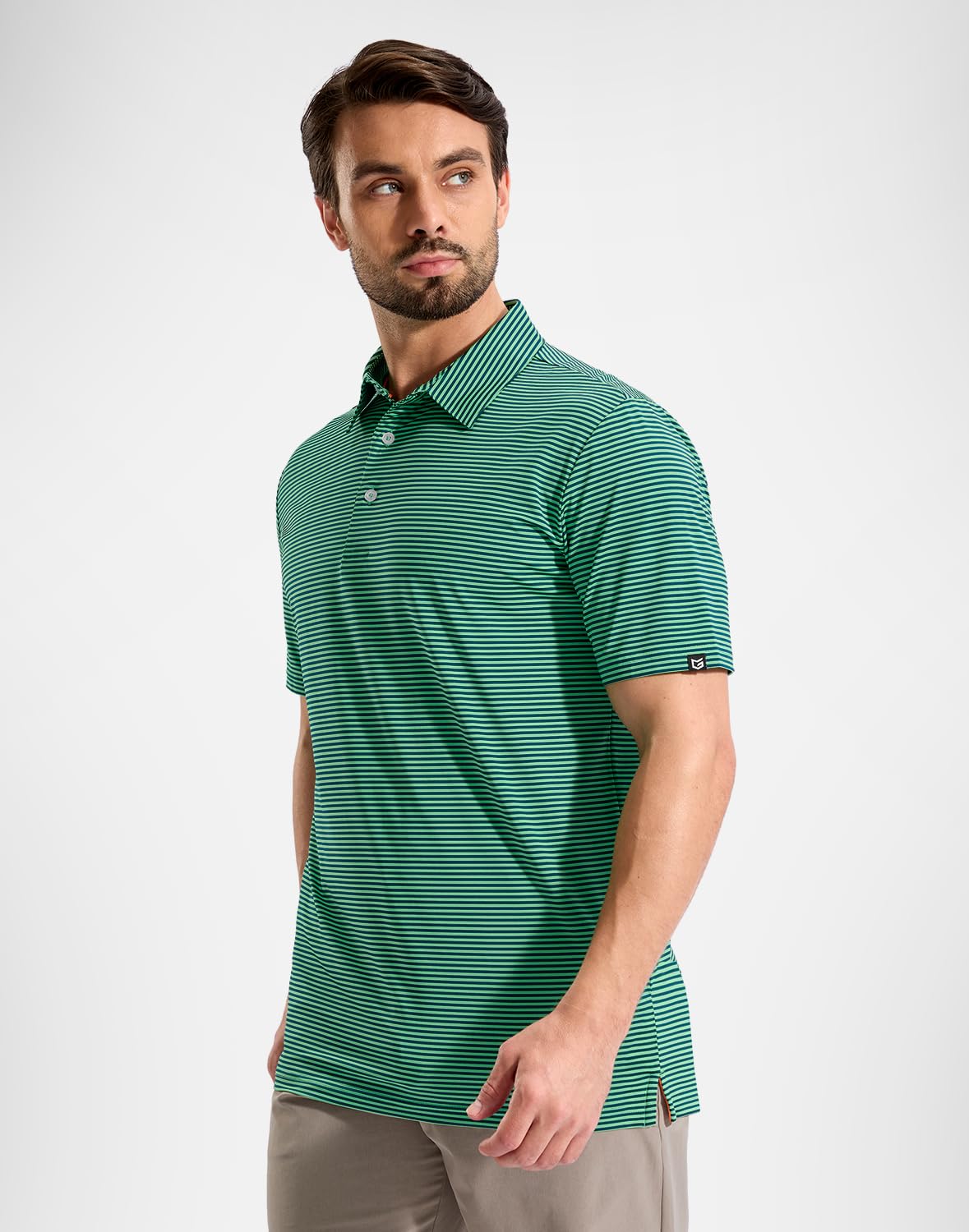 G Gradual Mens Golf Shirt Dry Fit Moisture Wicking Performance Short Sleeve Striped Polo Shirts for Men Dressy Casual — view 2