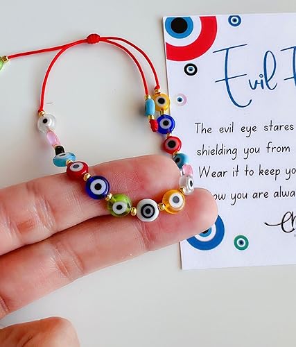 Miniatura 4 de Pulsera de cuerda roja multicolor contra el mal de ojo, amuleto de buena suerte para energía diaria y protección espiritual, regalo hecho a mano