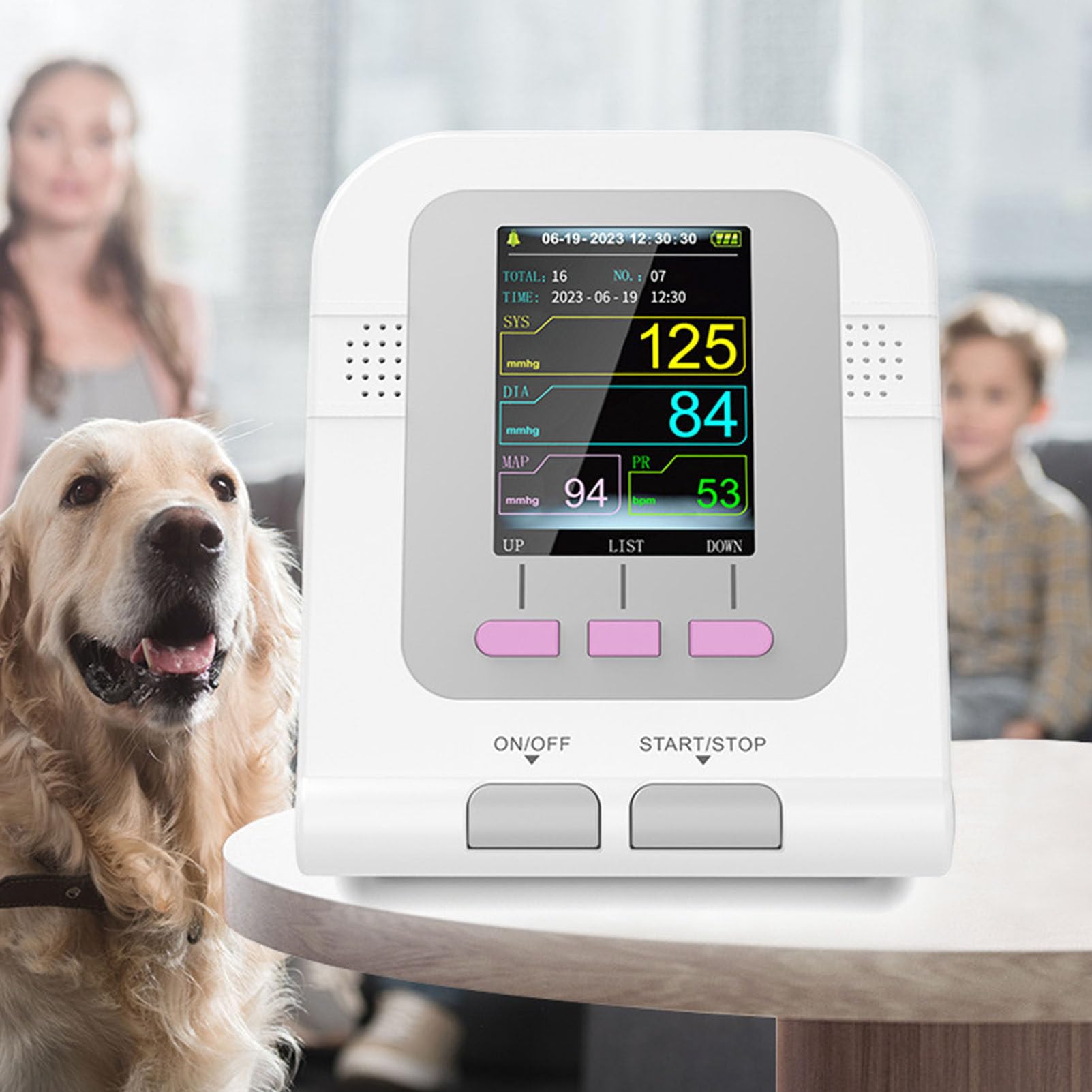 Tensiómetro Veterinario electrónico, tensiómetro Veterinario Digital con Brazalete de 3 brazaletes, Equipo Veterinario de Escritorio para el Cuidado de Perros, Gatos y Mascotas.