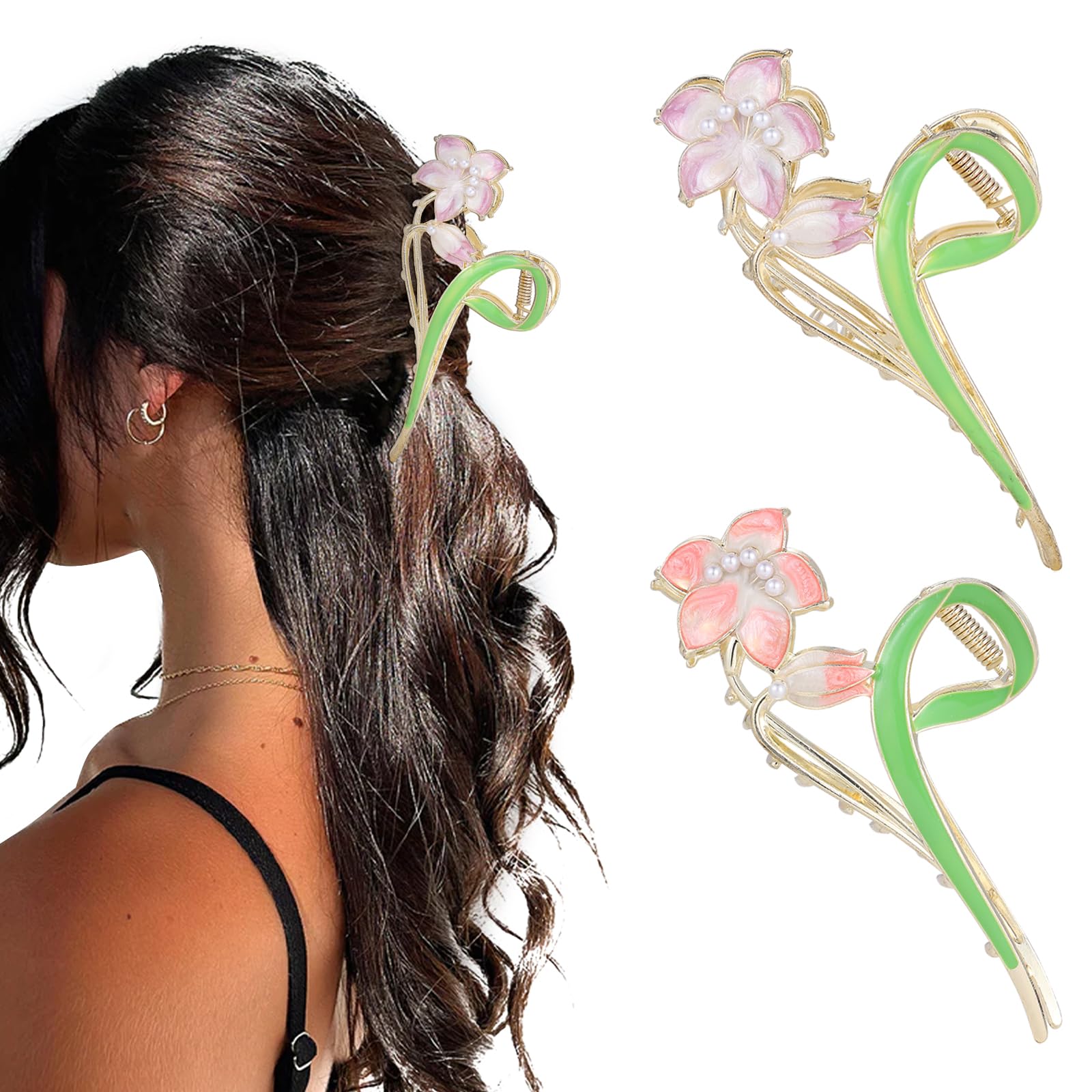 2 Pcs Hair Claw Clips for Women 4.3 Inch Large Non-Slip Lily Claws