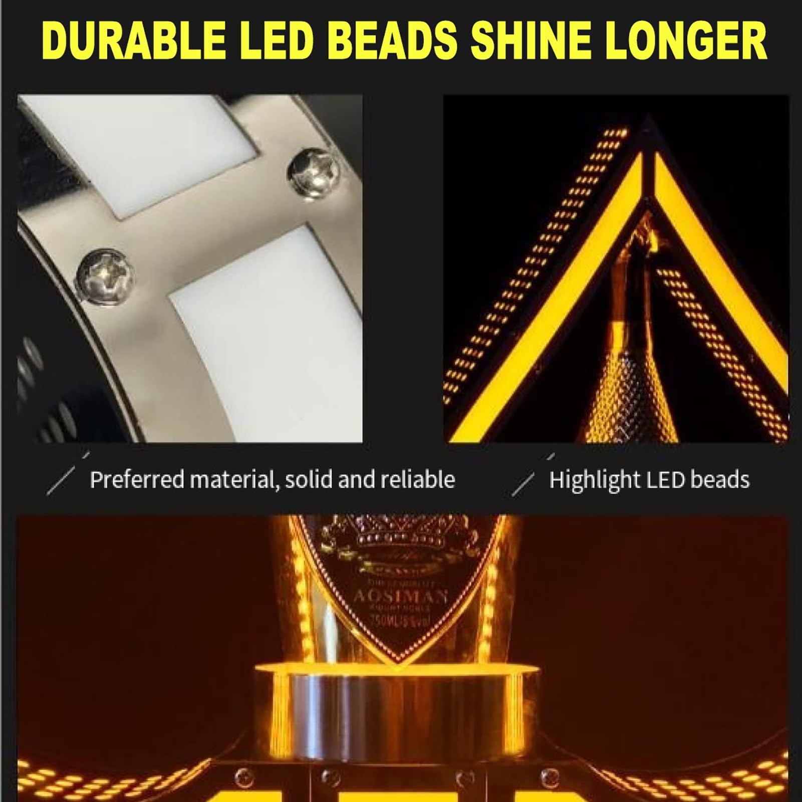 Espositore a LED per bottiglie di champagne, ricaricabile, per bar, hotel, discoteca, feste private, illuminazione perfetta per bottiglie di vino e supporto per presentazioni