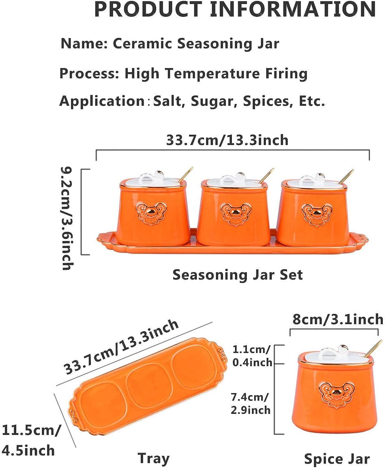 Pots à Épices Assaisonnement Box Set Coffret D'assaisonnement En Céramique Nordique, Avec Couvercle De Cuillère Et Plateau, Ensemble De Pots À Épices, Organisateur De Condiments, Cuisine Pots à Sel Se