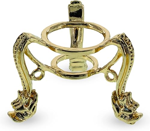 Miniatura 3 de BestPysanky Pantalla de soporte de esfera de huevo de metal en tono dorado Quatrefoil
