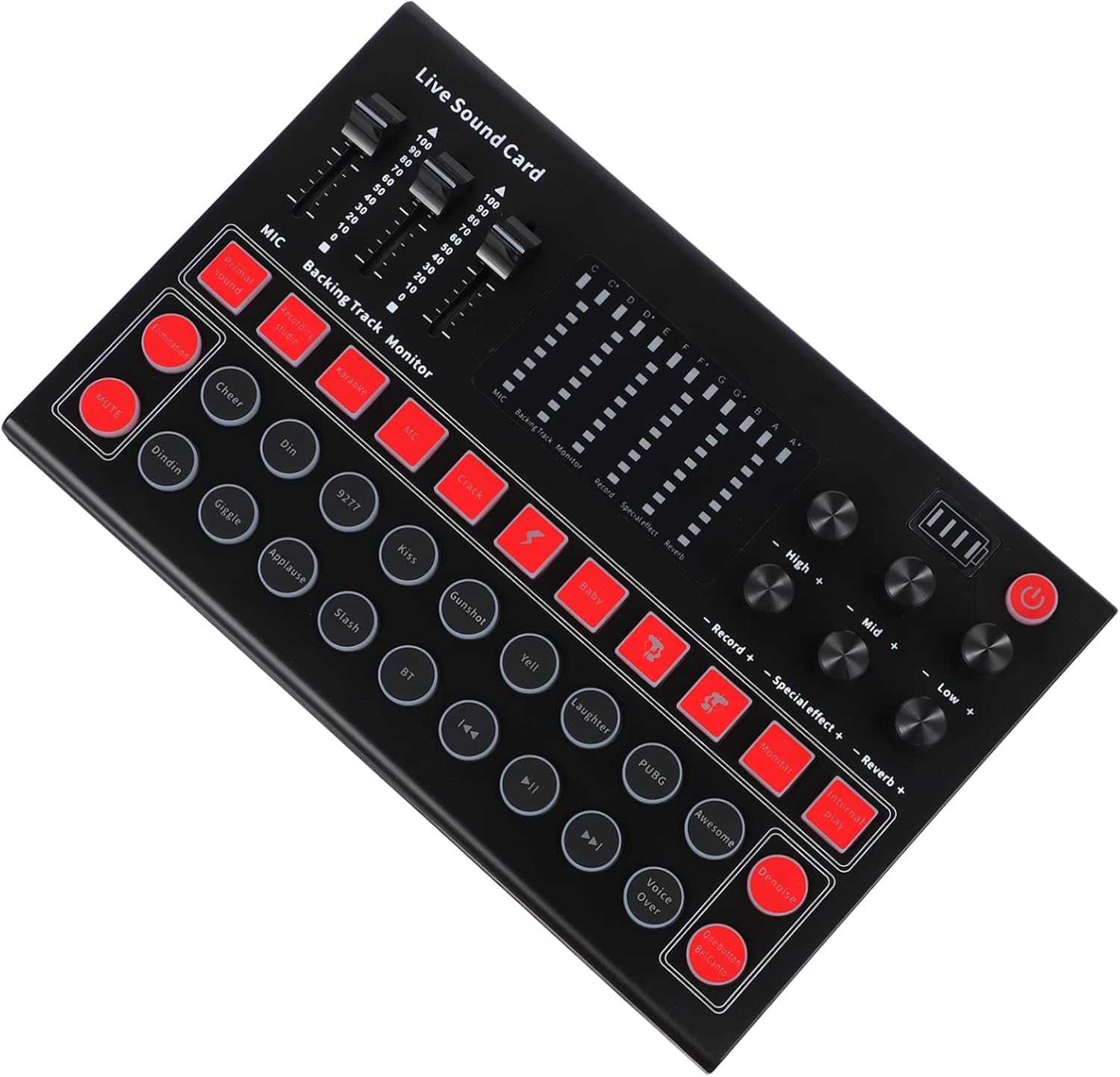 Multi-Functional Live Sound Card Voice Changer and RGB Lights for Streaming Compatible Computer Mobile and Gaming Devices