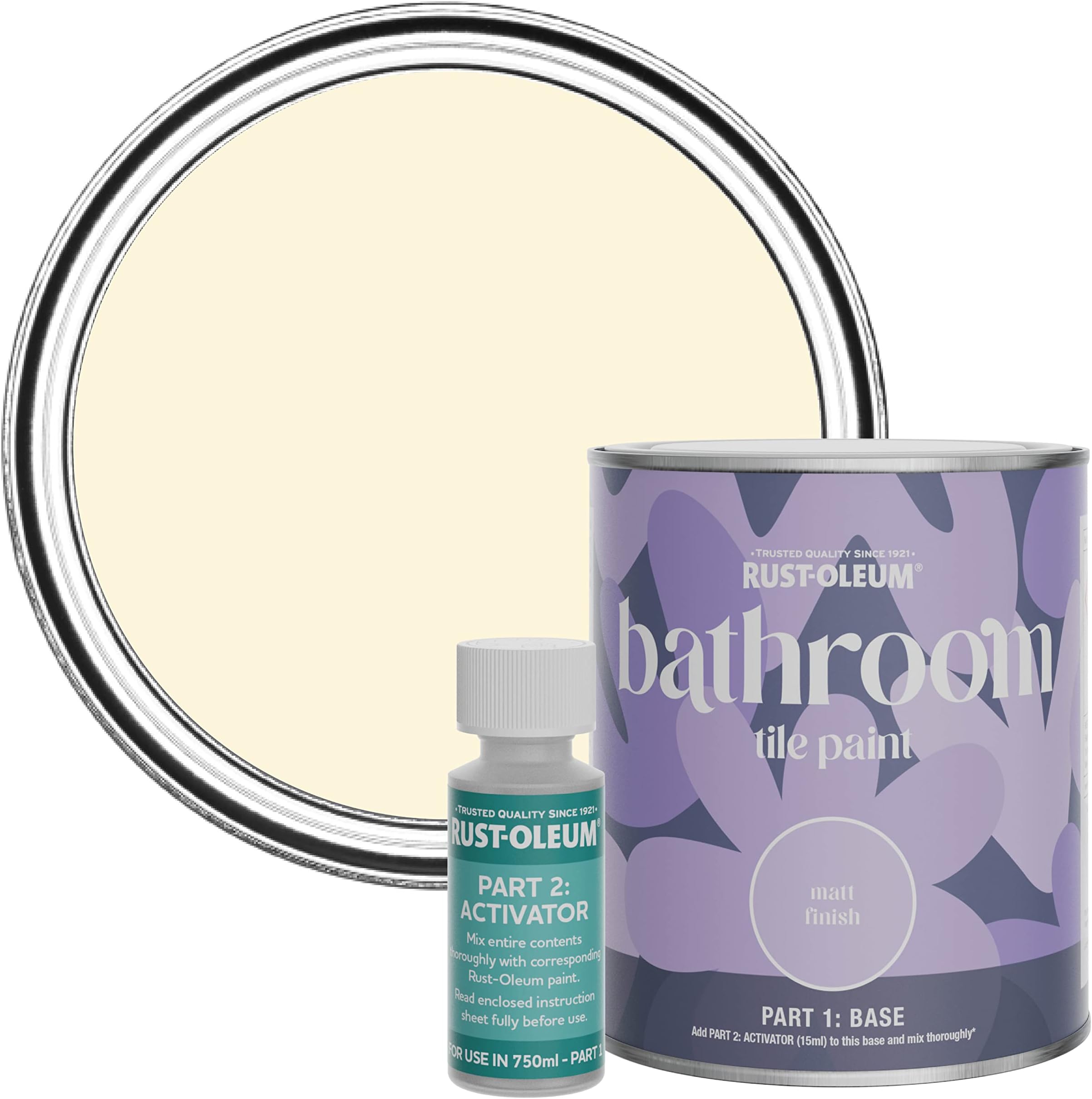 Rust-Oleum Beige Water-Resistant Bathroom Tile Paint in Matt Finish - Clotted Cream 750ml