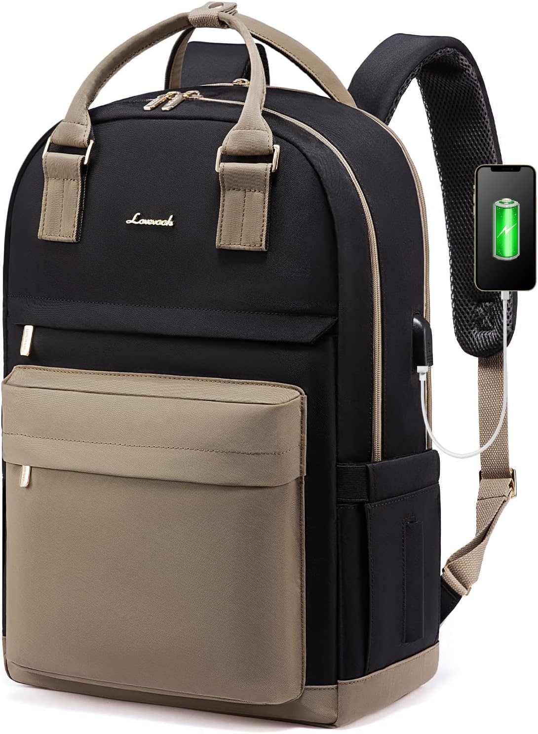 LOVEVOOK Laptop Backpack for Women Men, 17.3 Inch Laptop Bag with USB Port Fashion Waterproof Backpacks Teacher Nurse Stylish Travel Bags Vintage