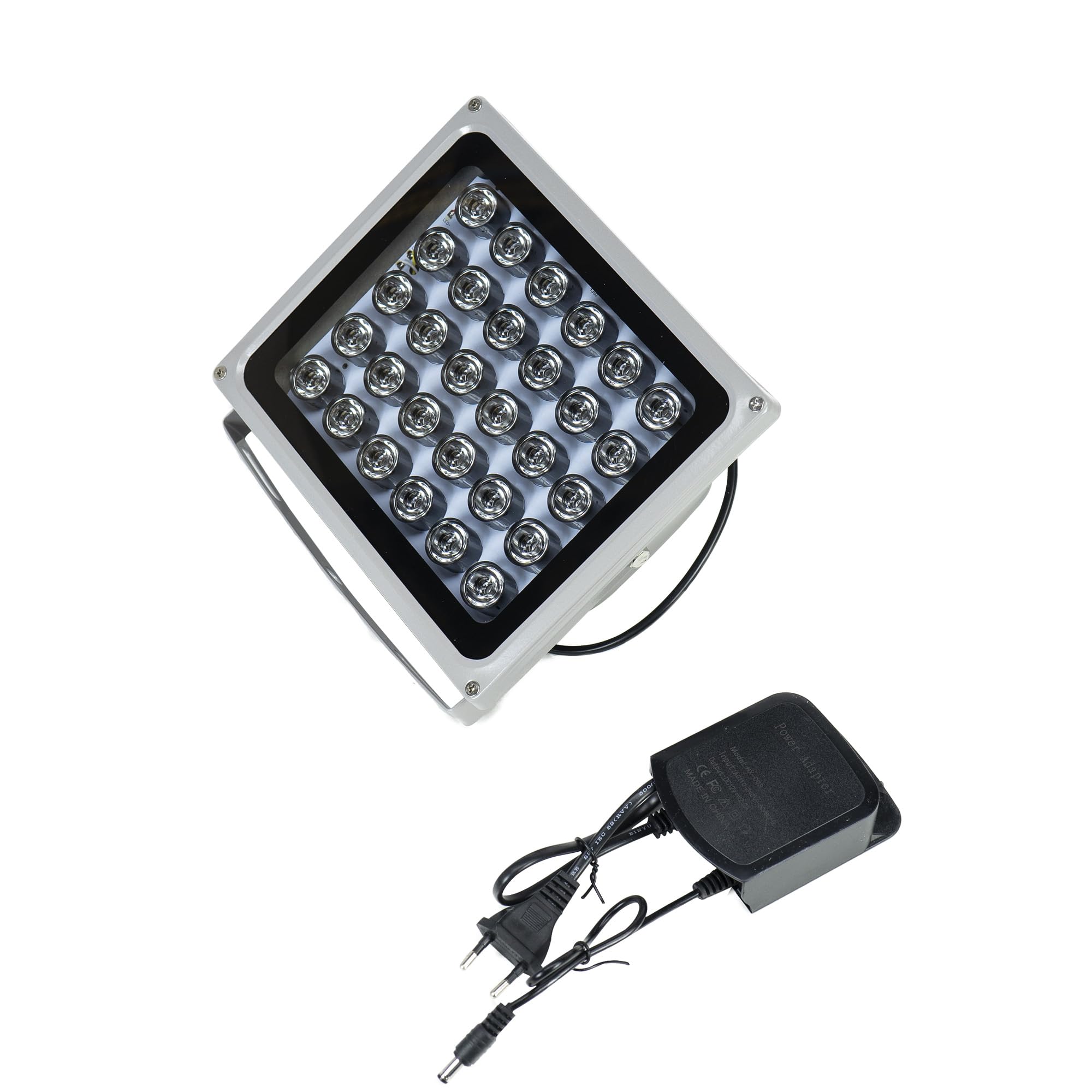 PNI Réflecteur avec LED infrarouge IR30 pour caméras et systèmes de vidéosurveillance, 30 LED infrarouges, distance 80m, IP66, Blanc