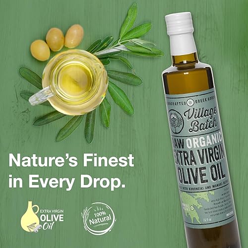 Miniatura 5 de Village Batch Aceite de oliva virgen extra orgánico crudo, AOVE prensado en frío y sin filtrar, auténtico aceite de oliva griego, rico sabor para