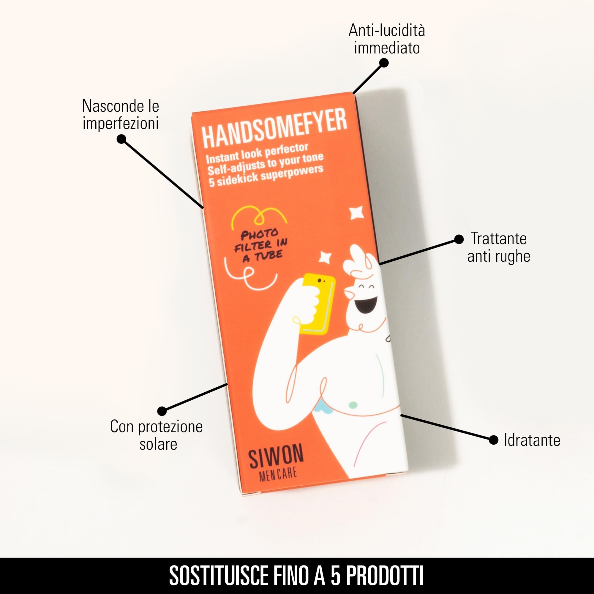 SIWON | Handsomefyer | Crema viso idratante per uomo tutto in uno con un buon effetto viso - 30ml | Crema leggerissima per la cura del viso maschile. Crema uomo viso antilucido. Creme viso uomo
