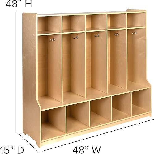 Miniatura 47 de Flash Furniture Hercules - Armario de madera de 3 secciones para el aula escolar para uso comercial o doméstico, seguro, diseño apto para niños, 36