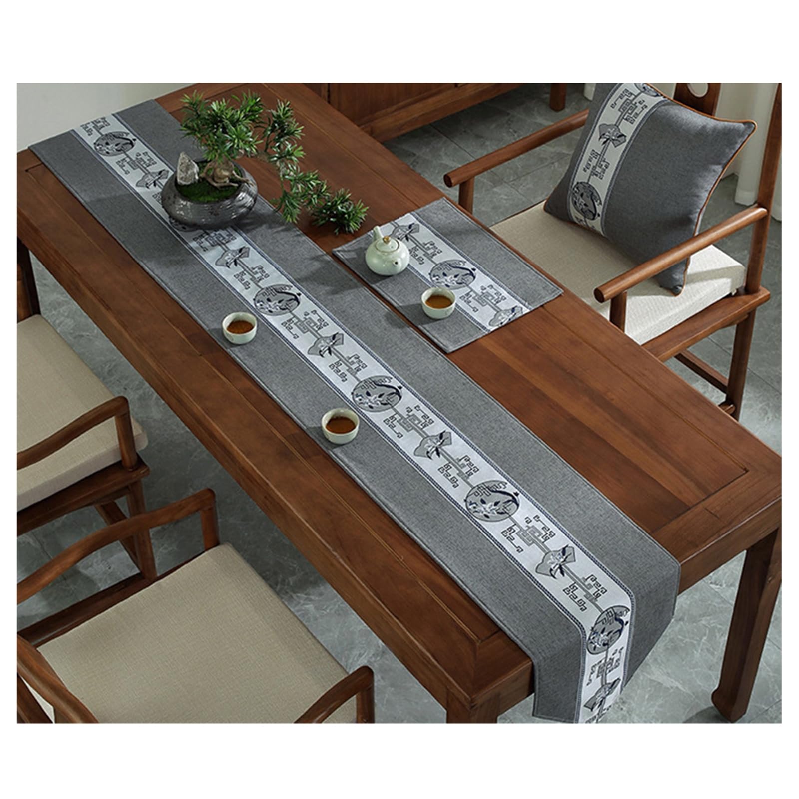 Tischläufer Polyester Modern, Tischläufer Landhausstil Lang 33x180 cm, Orientalisch mit Quasten