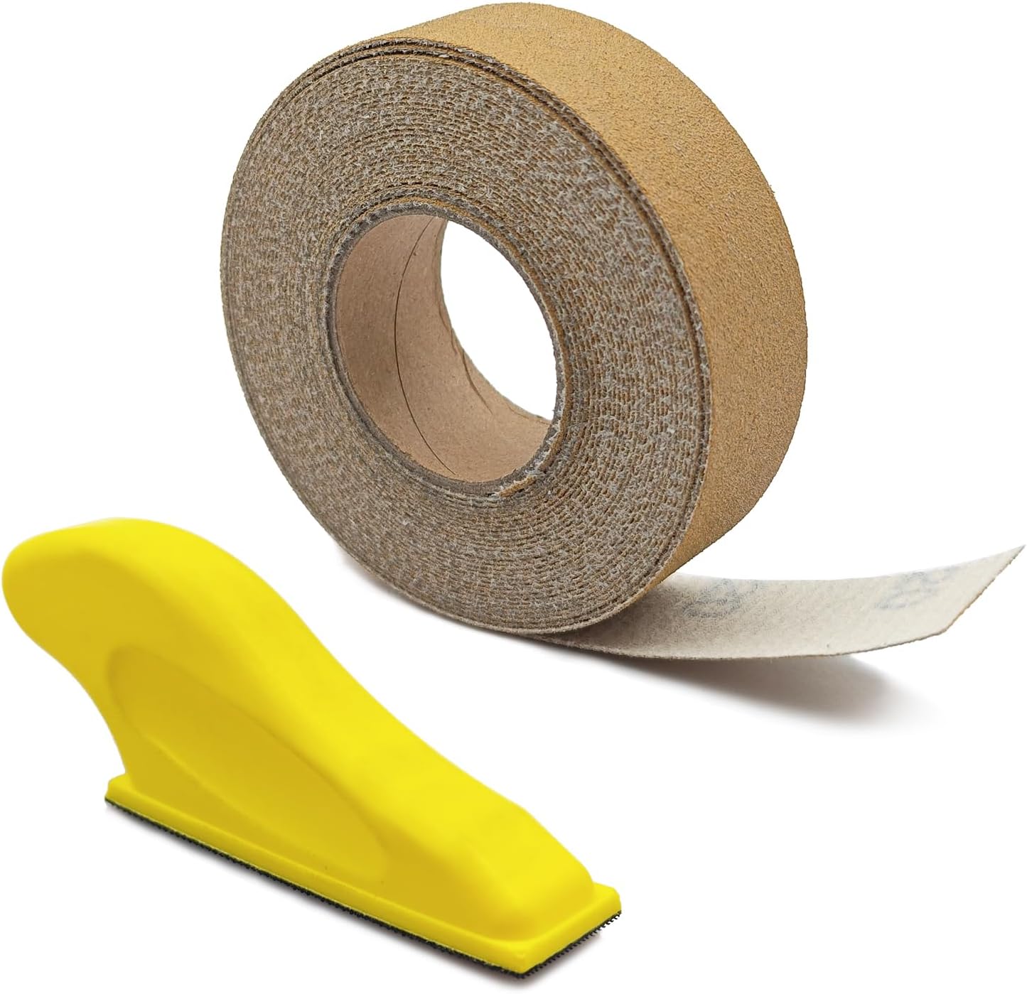 Hand Sander Kit, 1” Micro Sander Sand Paper 120 Grits Hoop and Loop Sandpaper with 1pc Detail Sanding Tool for DIY Crafts Wood Polishing, 6 Meters