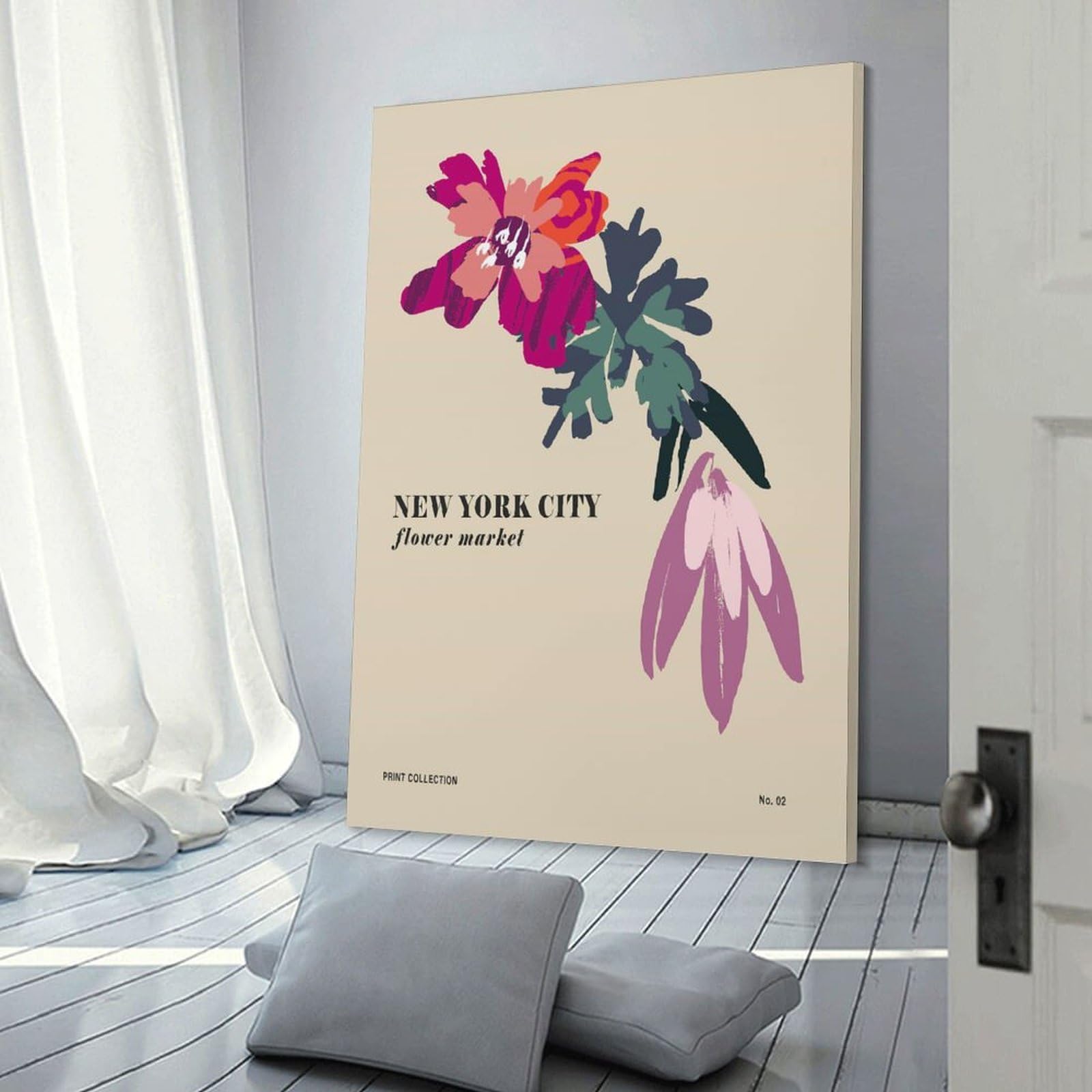 Junmoney Frame-Style-21 New York City Flower Market Art Room Decor Wall Art, 20X30inch(50X75cm), For Home, Office, Studio Or Guest Room, Canvas Wall Art That Fits Changing Layouts