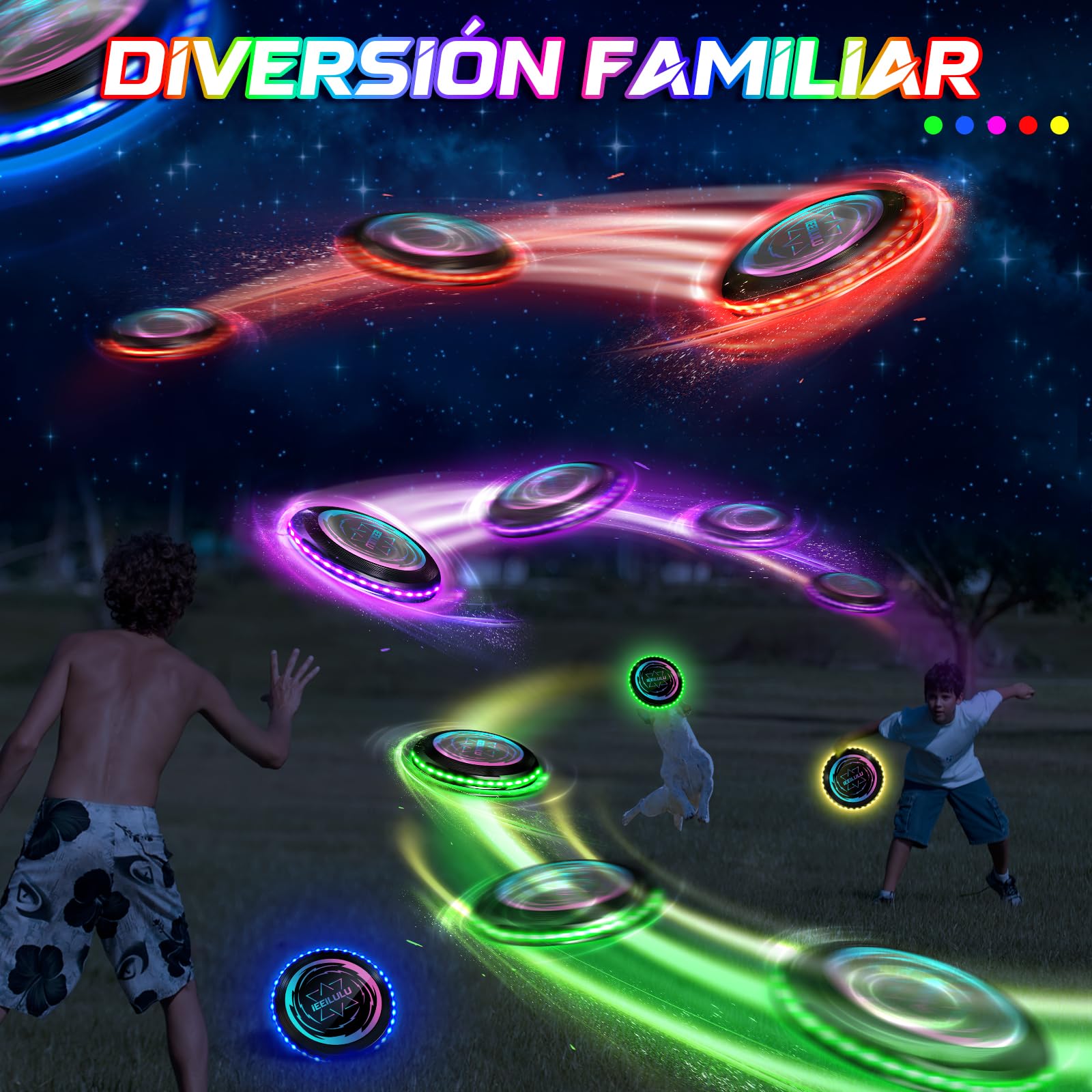 IEEILULU Disco Volador LED, Disco Volador, Disco Volador Iluminado con 49 LED, Reutilizable, Disco Ultimate Frisbee para Adultos Niños Actividades Al Aire Libre En Familia — view 6